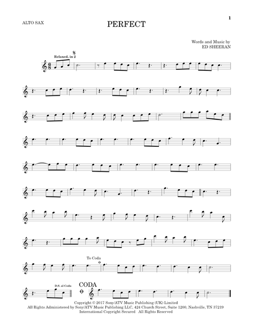Perfect - Ed Sheeran (Alto Sax Solo)