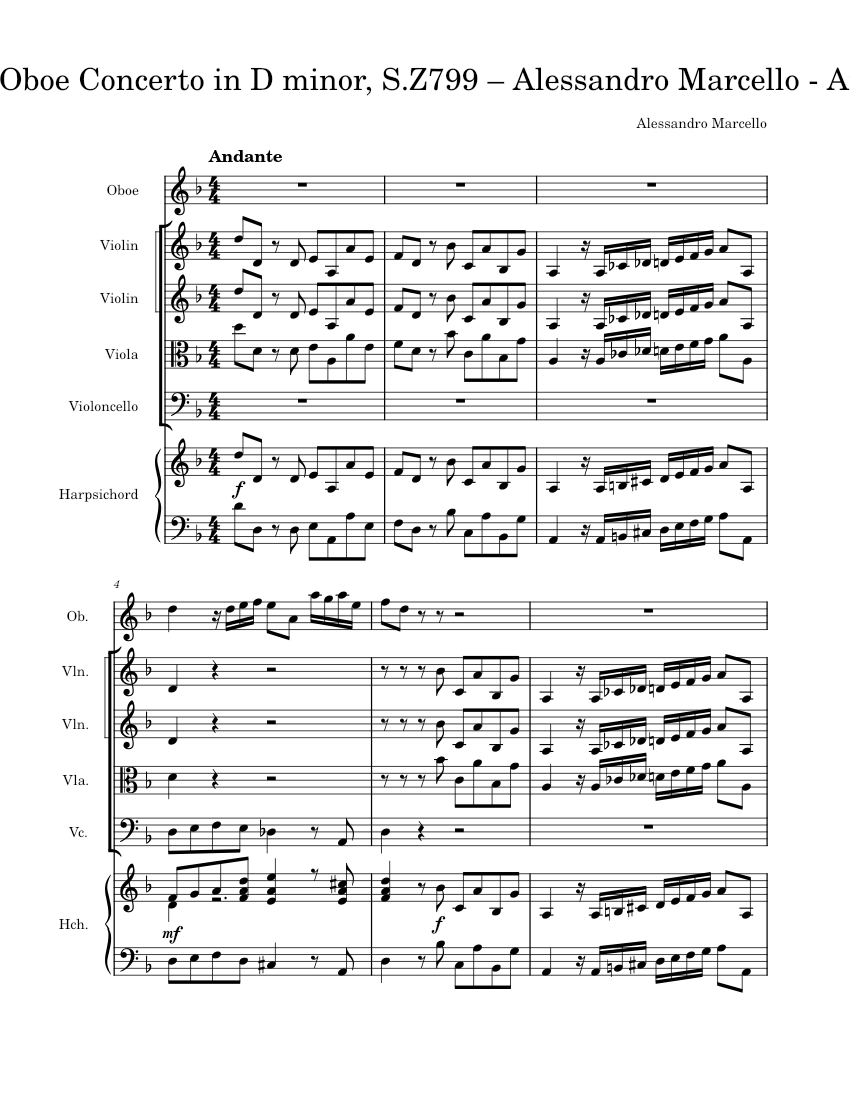 Oboe Concerto in D minor, S.Z799 – Alessandro Marcello