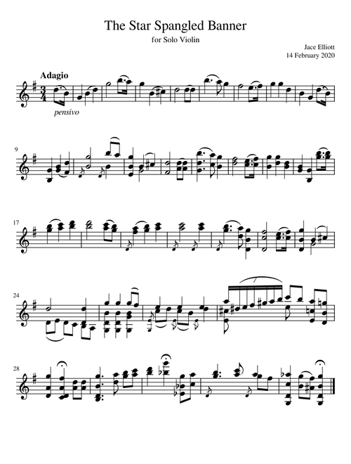 The Star-Spangled Banner for Solo Violin