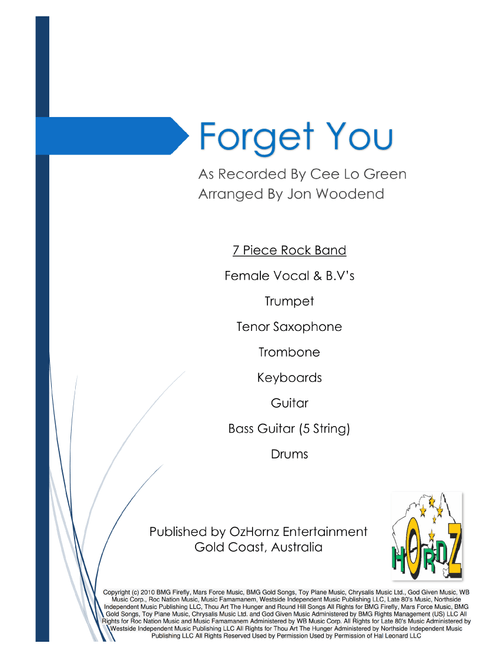 Forget You (Arr. Jon Woodend) - Cee Lo Green (Small Ensemble)