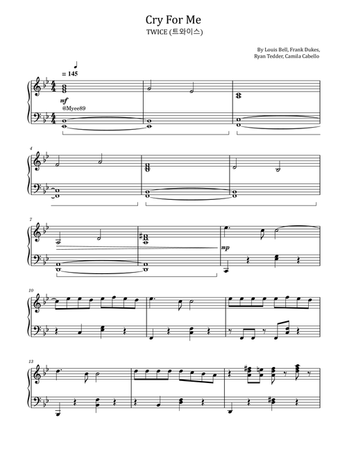 Cry For Me (Arr. poon) - Twice (Piano Solo)