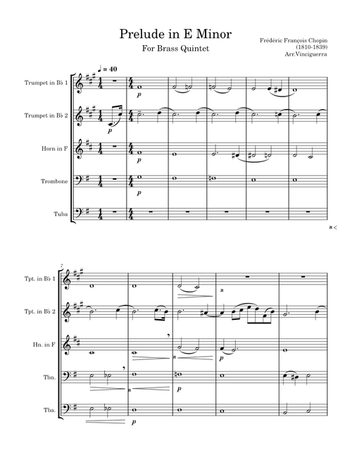 Prelude in E Minor (for brass quintet)