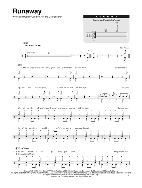 Runaway - Bon Jovi (Drum Transcription)