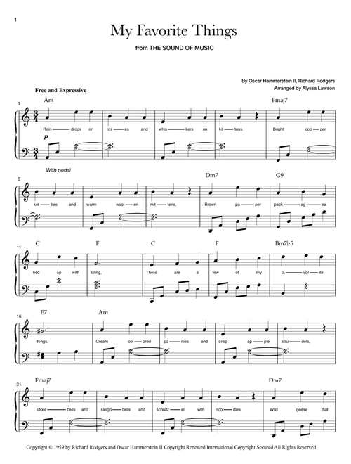My Favorite Things (Arr. Alyssa Lawson) - Julie Andrews (Piano Solo)