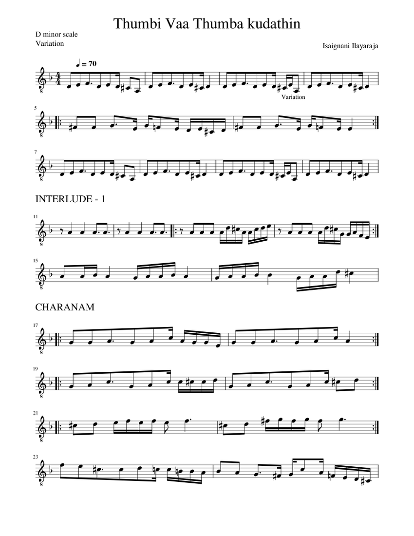 Thumbi_Vaa_Thumba_kudathin Sheet music for Guitar (Solo)