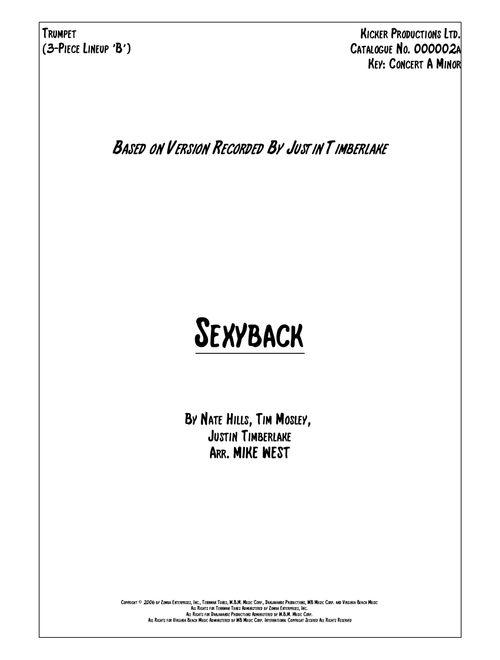 Sexyback (Arr. Mike West) - Justin Timberlake (Small Ensemble)