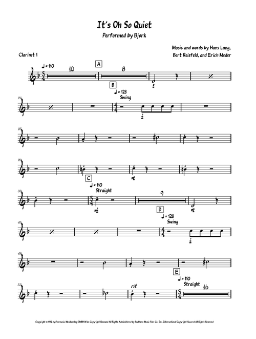 It's Oh So Quiet (Und Jetzt Ist Es Still) (Arr. David Lartey) - Bjork (Clarinet Solo)