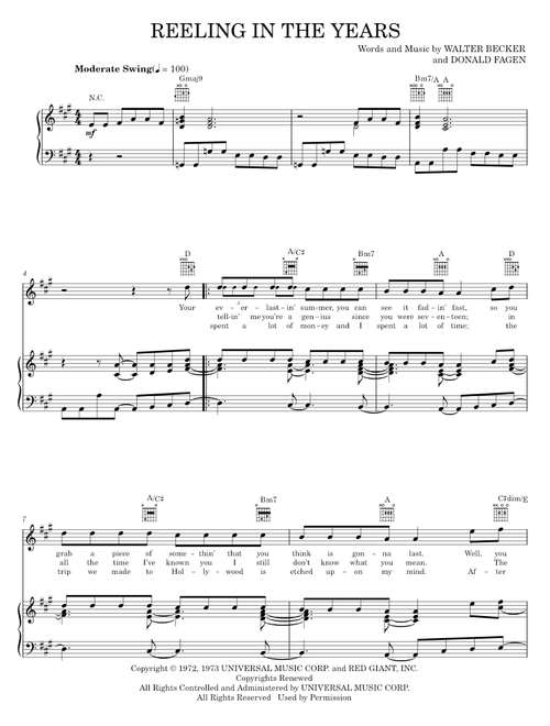 Reeling in the years - Steely Dan (Piano-Vocal-Guitar)