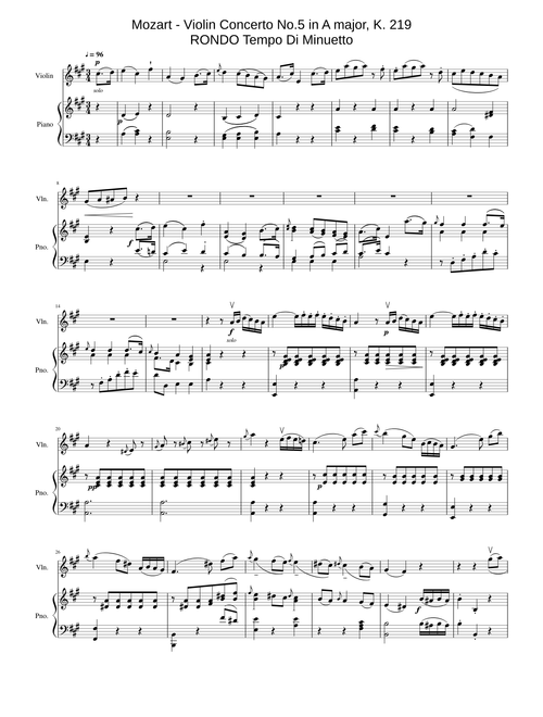 Violin Concerto No.5 in A major, K. 219 RONDO Tempo Di Minuetto - Mozart