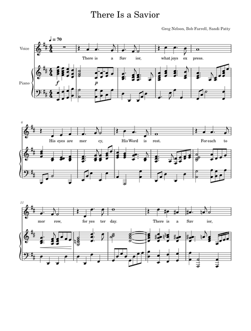 There Is a Savior – Sandi Patty (Piano Arrangement)