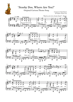 Free scooby-doo theme song - scooby-doo where are you by Misc Cartoons  sheet music | Download PDF or print on 