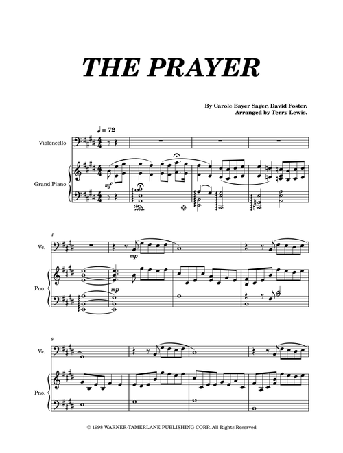 The Prayer (Arr. Terry Lewis) - Celine Dion & Andrea Bocelli (Cello and Piano)