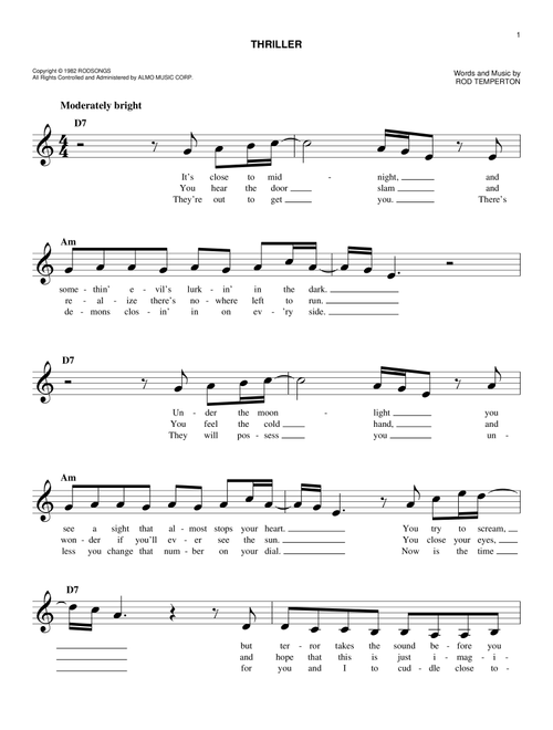 Thriller - Michael Jackson (Easy Lead Sheet - Fake Book)