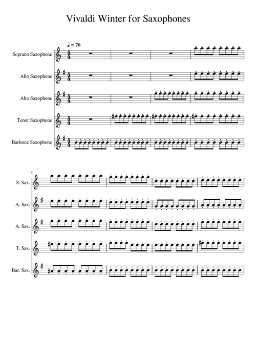 Vivaldi Winter for Saxophones