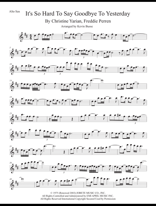 It's So Hard To Say Goodbye To Yesterday (Arr. Kevin Busse) - Boyz Ii Men (Alto Sax Solo)