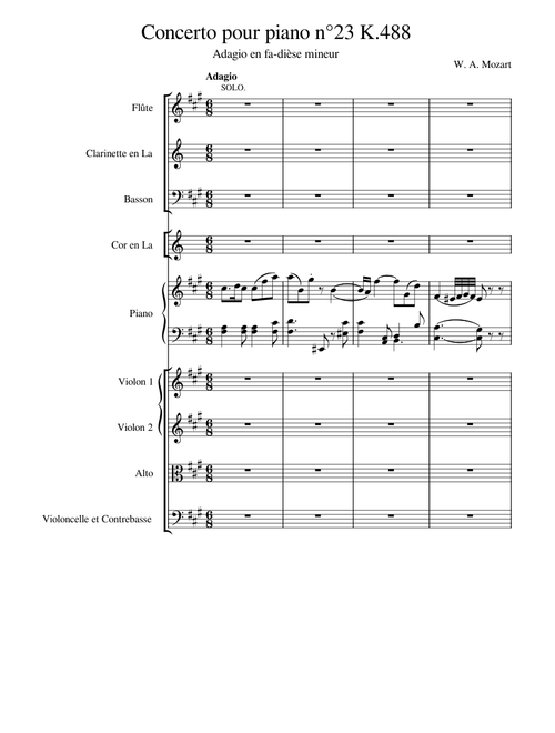 Mozart - Concerto pour piano n° 23 - adagio