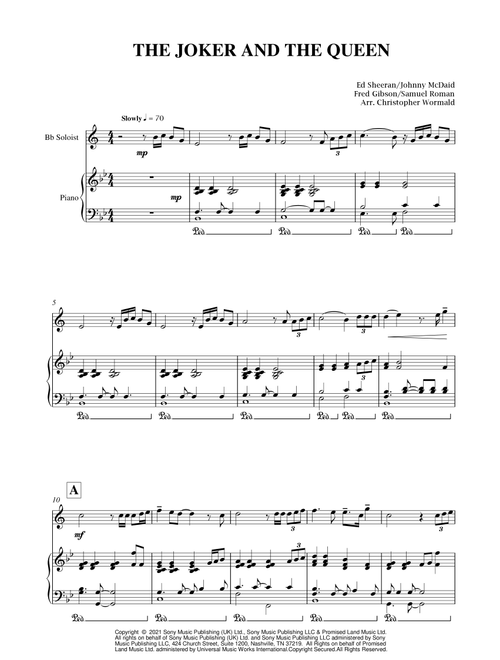 The Joker And The Queen (Arr. Christopher Wormald) - Ed Sheeran (Small Ensemble)