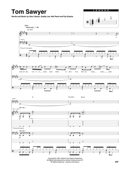 Tom Sawyer - Rush (Transcribed Score)
