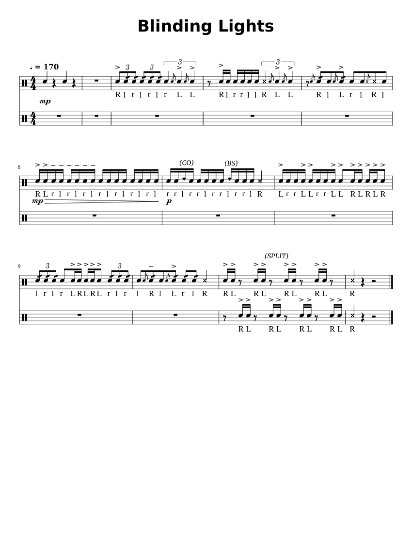 Blinding Lights - The Weeknd Sheet Music for Snare drum (Solo ...