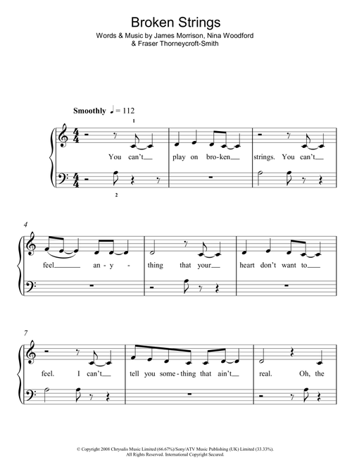 Broken Strings - James Morrison featuring Nelly Furtado, Nelly Furtado, James Morrison (Easy Piano)