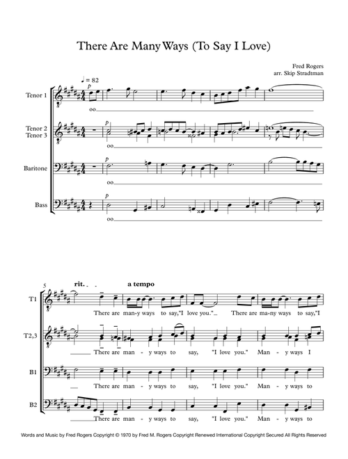 There Are Many Ways (to Say I Love You) (Arr. Skip Stradtman) - Fred Rogers (Choral, TTBB)