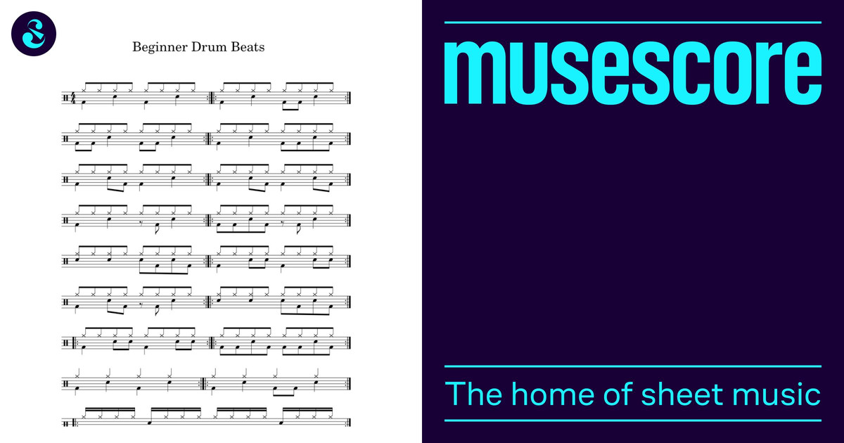 Beginner Drum Beats Sheet Music for Drum group (Solo) | MuseScore.com
