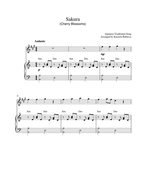 Sakura (Cherry Blossoms) (Arr. Kaiserin Rebecca) - Traditional Japanese Song (Alto Sax and Piano)