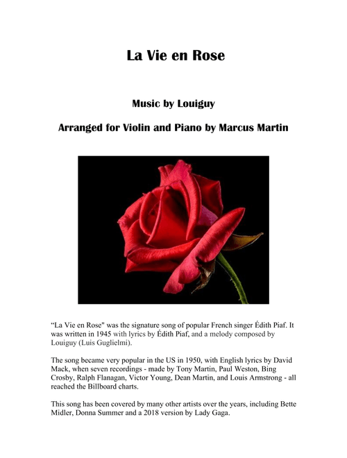 La Vie En Rose (Arr. Marcus Martin) - Dj Antoine (Violin and Piano)