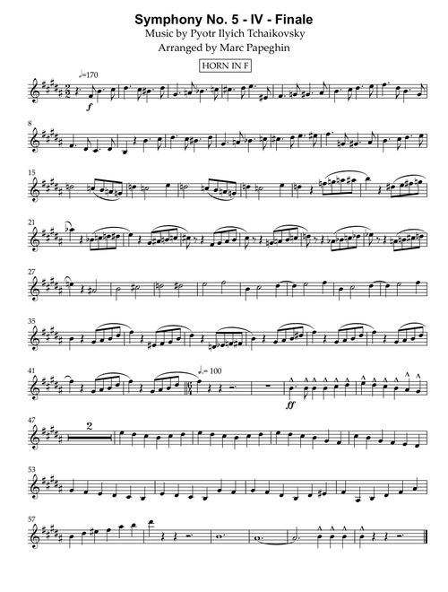 Symphony No. 5 - IV (Finale) || French Horn Arrangement (Arr. Marc Papeghin) (French Horn Solo)
