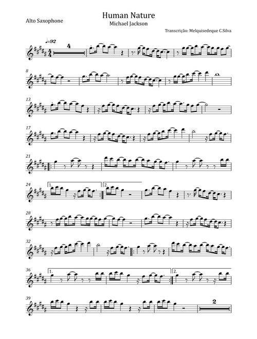 Human Nature (Arr. Melquisedeque C.Silva) - Michael Jackson (Alto Sax Solo)