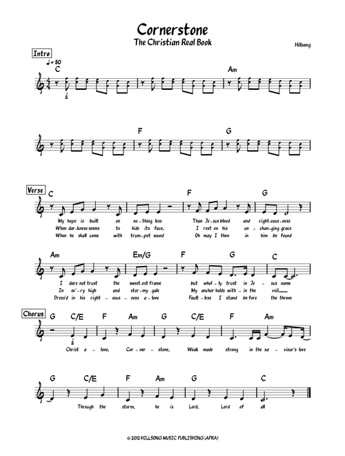 Cornerstone (Arr. Dan Wattis) - Hillsong LIVE (Lead Sheet - Fake Book)