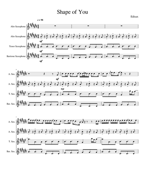 Shape of You - Edisax Quartet Transcription