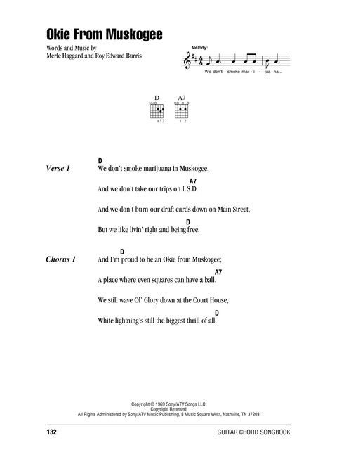 Okie From Muskogee - Merle Haggard (Guitar Chords-Lyrics)