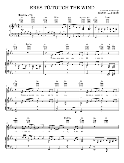 Eres Tú - Mocedades (Piano-Vocal-Guitar)