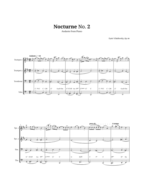 Nocturne by Chopin for Brass Quartet (Arr. Langanho) (Brass Ensemble)