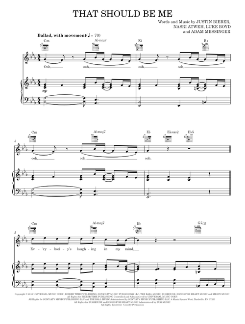 That should be me - Justin Bieber (Piano-Vocal-Guitar)