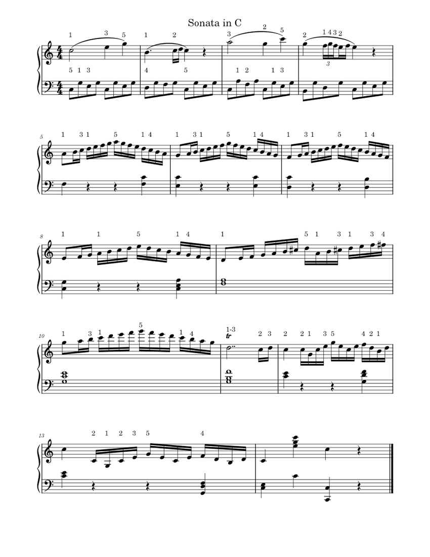 Sonata In C part 11 Sheet music for Piano (Solo) Easy | Musescore.com