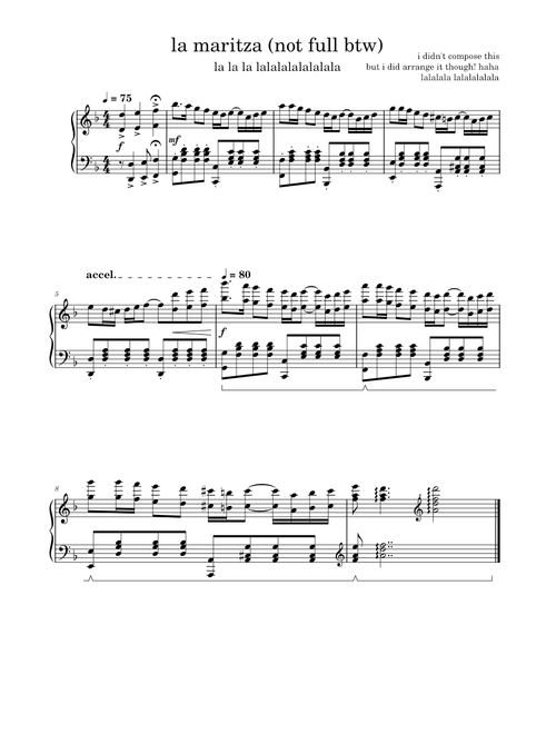 La Maritza - Sylvie Vartan (for piano, lalala part)