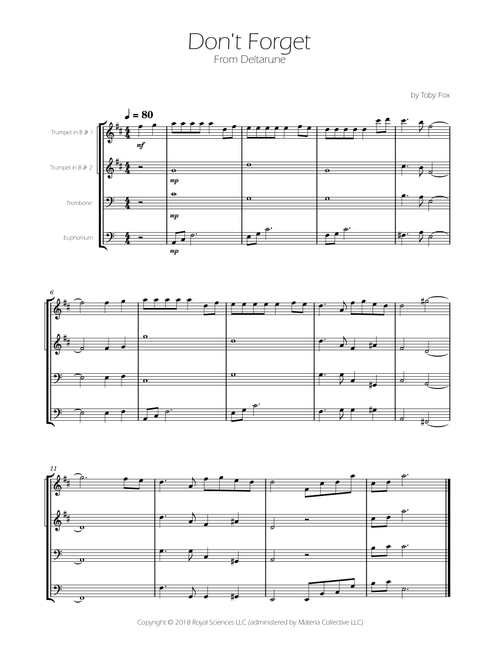 Don't Forget (Arr. Ygor Nunes Silva) - Toby Fox (Brass Ensemble)