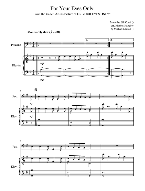 For Your Eyes Only - Trombone