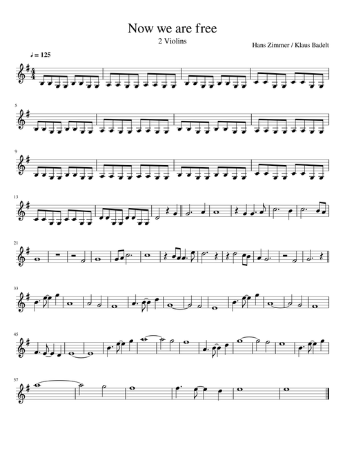 Now we are free 2 violins Gladiator theme song