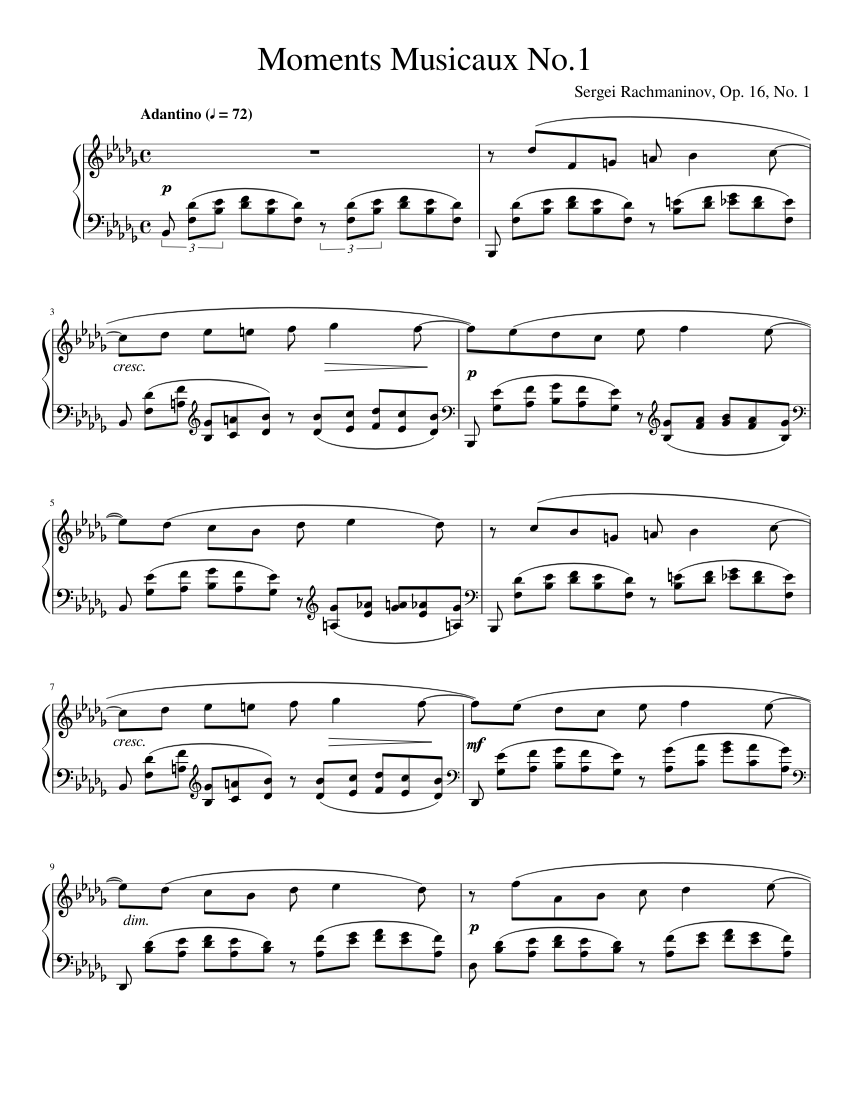 Moments Musicaux No.1 in B-flat Minor, Opus 16 No. 1 – Sergei