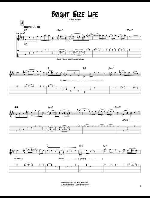 Bright Size Life - Pat Metheny (Guitar Tab)