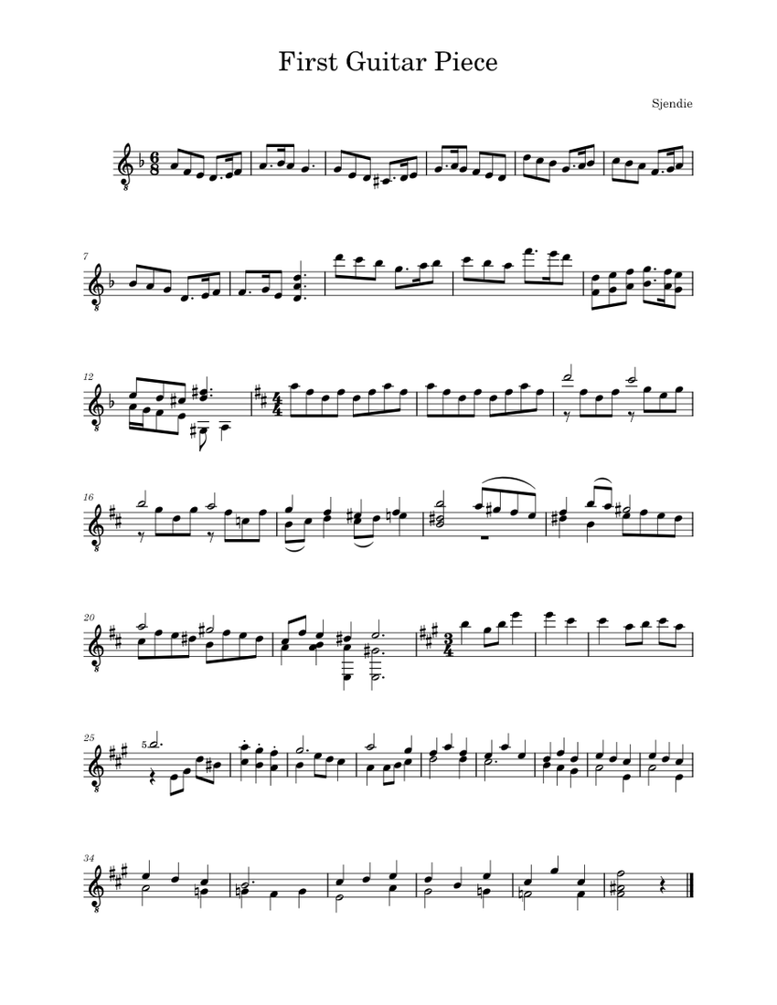 My first guitar piece Sheet Music for Guitar (Solo) | MuseScore.com