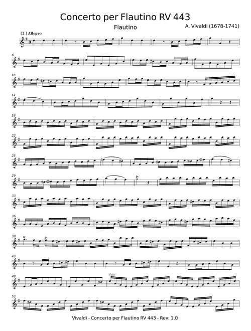 Recorder Concerto in C major, RV 443 - Antonio Vivaldi