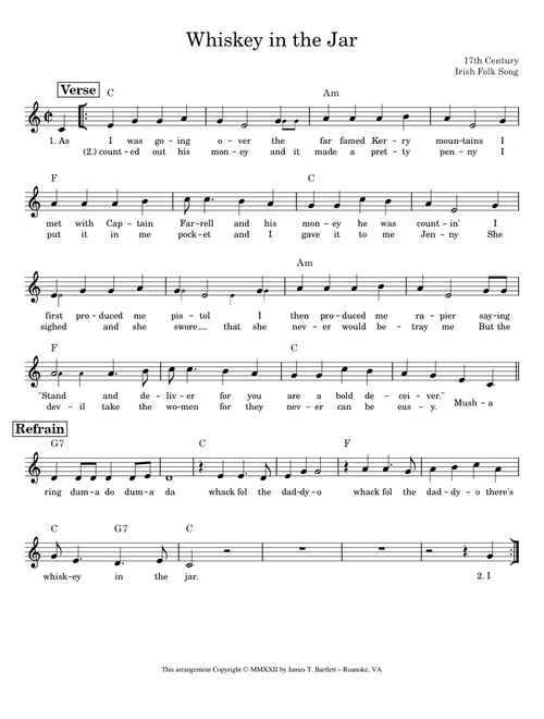 Whiskey in the Jar [lead sheet]
