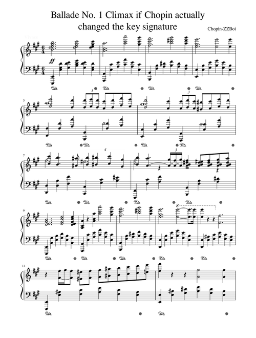 Ballade No. 1 Climax if Chopin actually changed the key signature