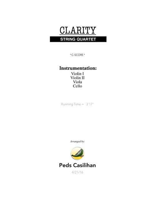 Clarity (Arr. Peds Casilihan) - Zedd (String Quartet)