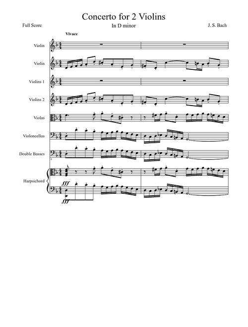 Concerto for two violins by Bach