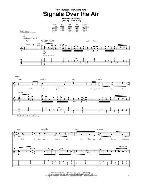 Signals Over The Air - Thursday (Guitar Tab)